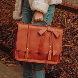 Faux Leather Bow Briefcase *READ DESC*